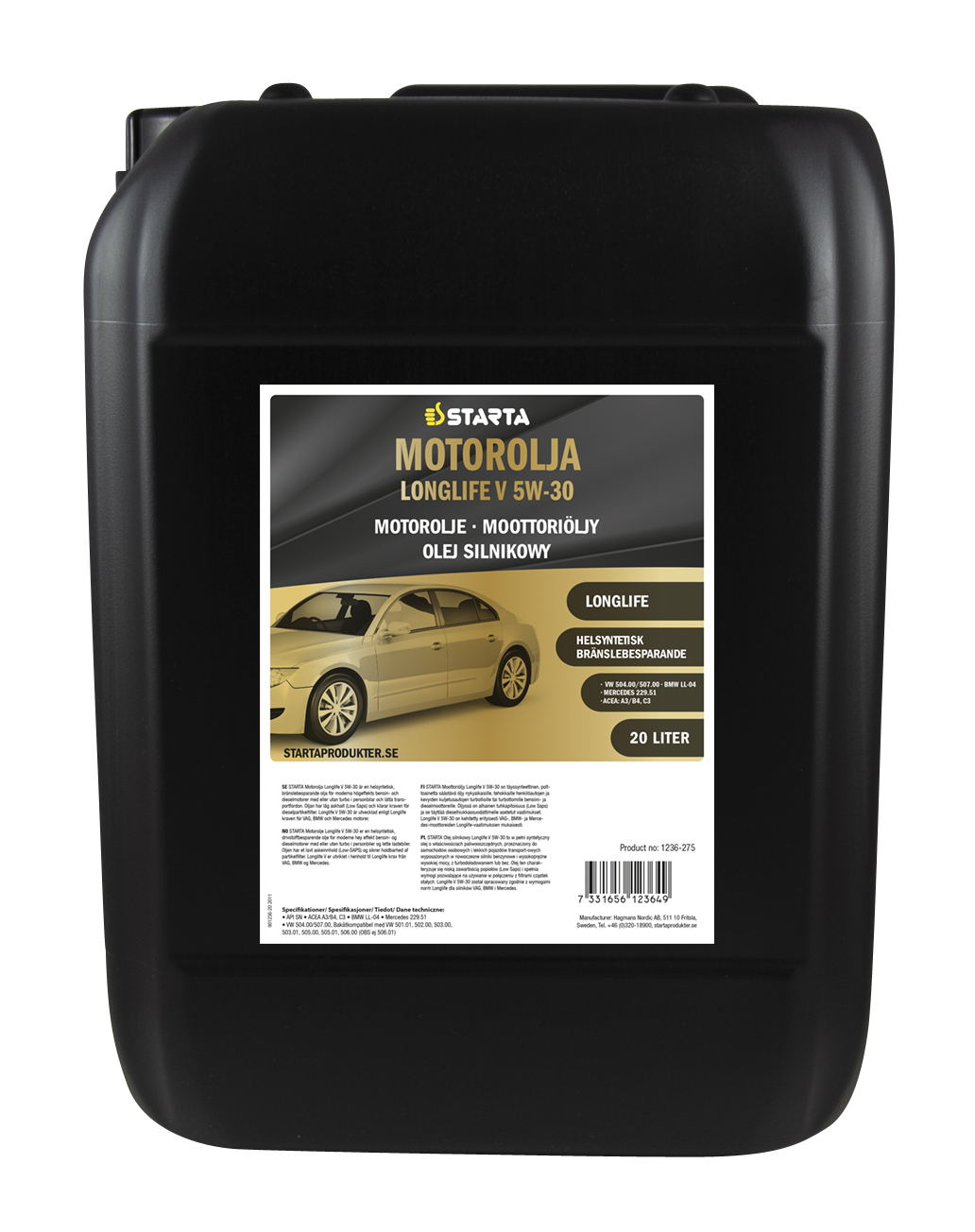 Starta Motorolja Longlife V 5W-30 20 L