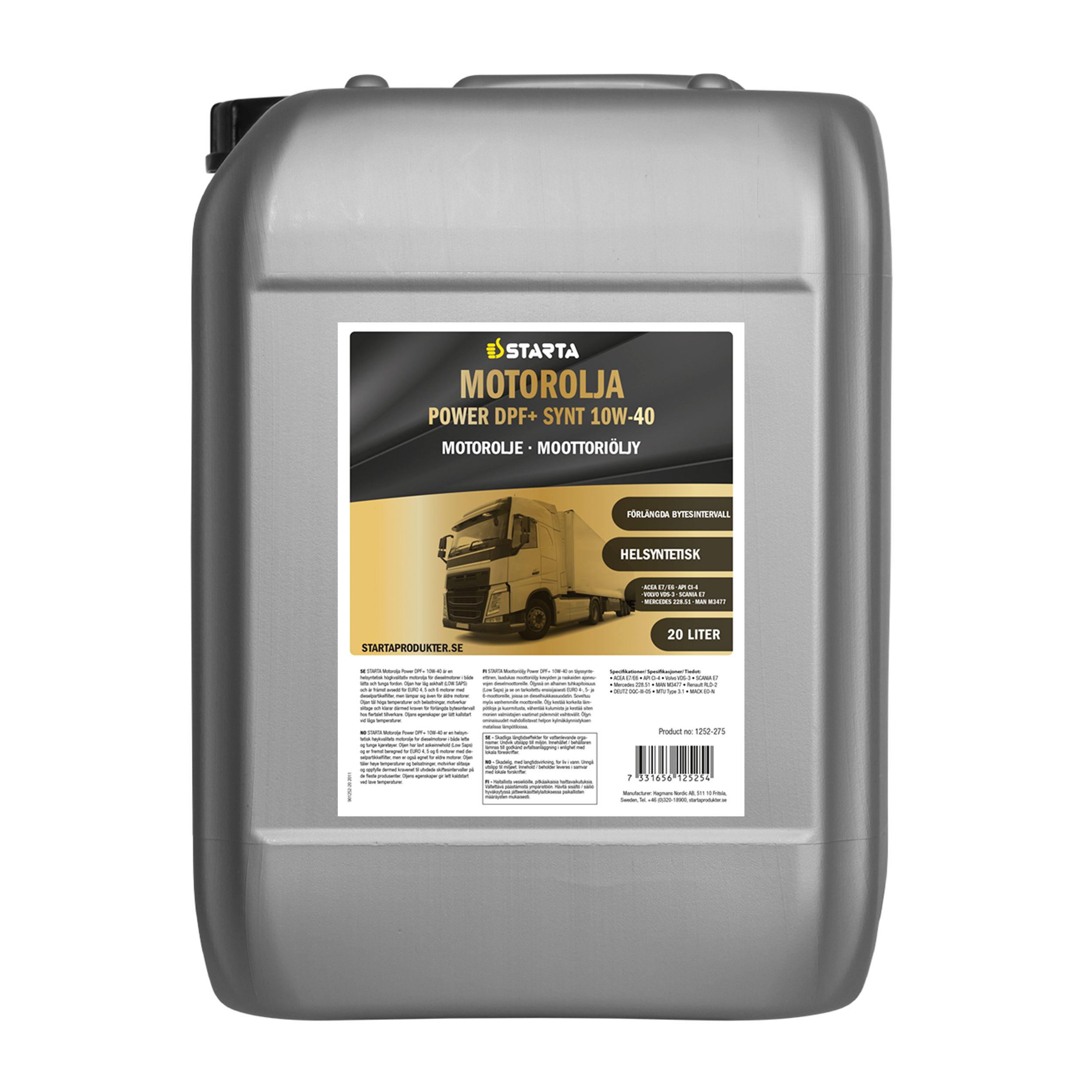 Starta Motorolja Power DPF+ Synt 10W-40 20 L - 3