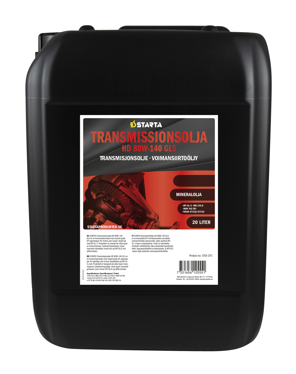 Starta Transmissionsolja HD 80W-140 GL5 20 L