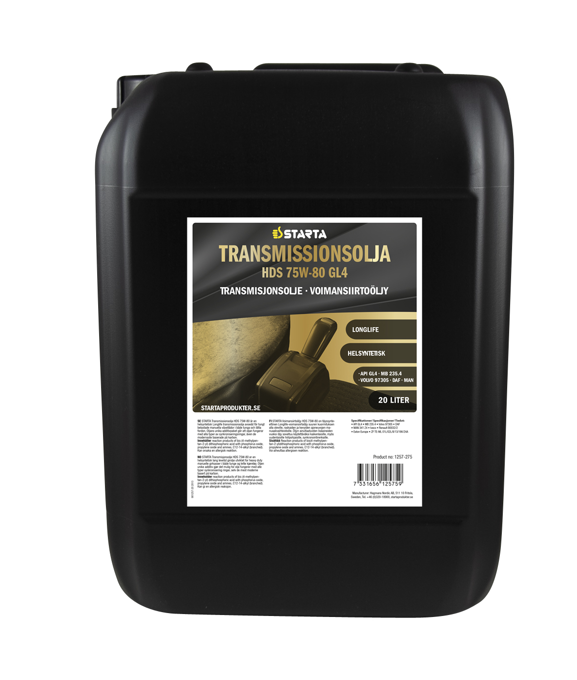Starta Transmissionsolja HDS 75W-80 GL4 20 L