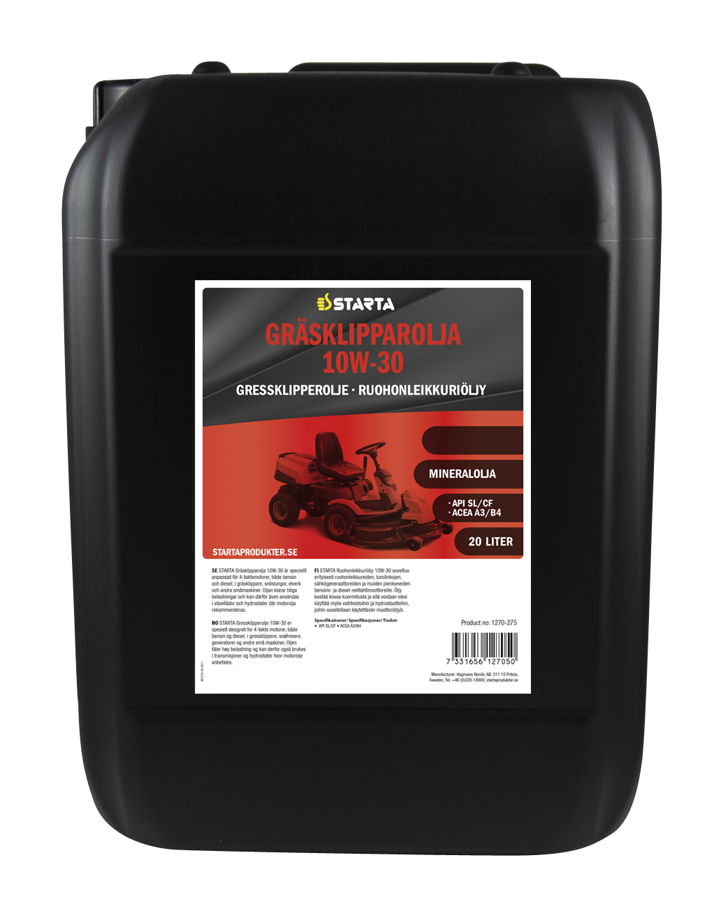 Starta Gräsklipparolja 10W-30 20 L
