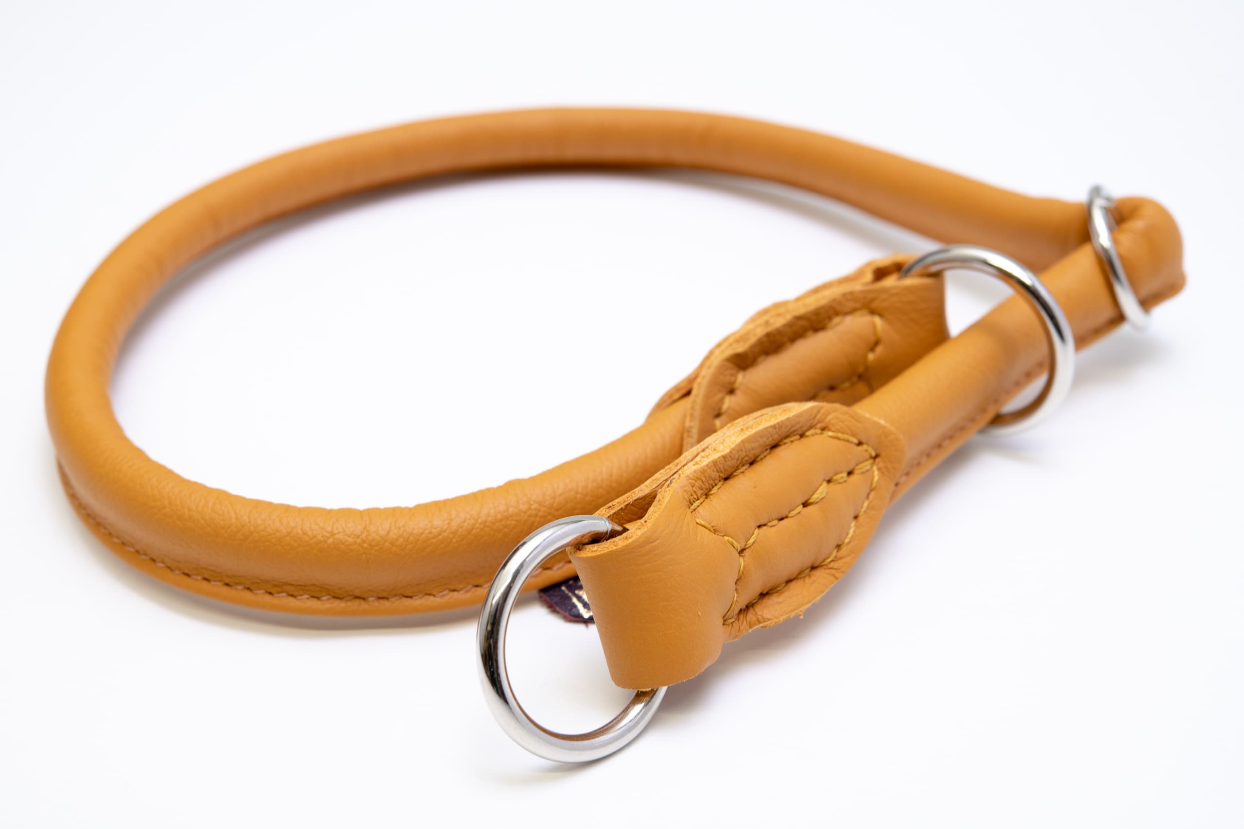 Mjukis Exklusivt hundhalsband 2m, runt dressyrhalsband av äkta mjukt läder (nappaläder), justerbart, handgjort