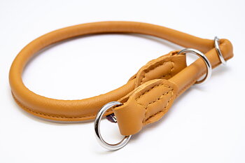 Mjukis Exklusivt hundhalsband 2m, runt dressyrhalsband av äkta mjukt läder (nappaläder), justerbart, handgjort