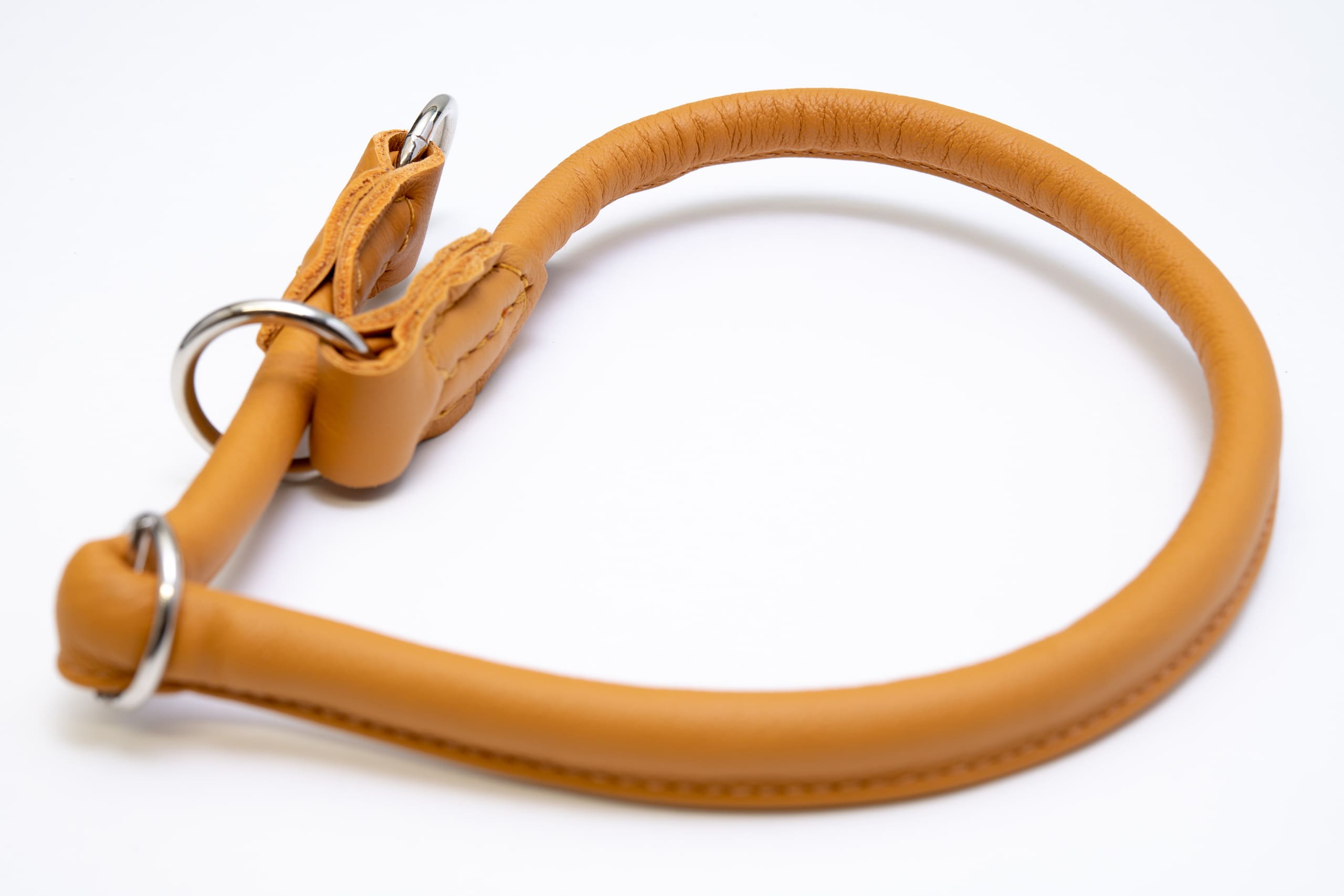 Mjukis Exklusivt hundhalsband 2m, runt dressyrhalsband av äkta mjukt läder (nappaläder), justerbart, handgjort - 4
