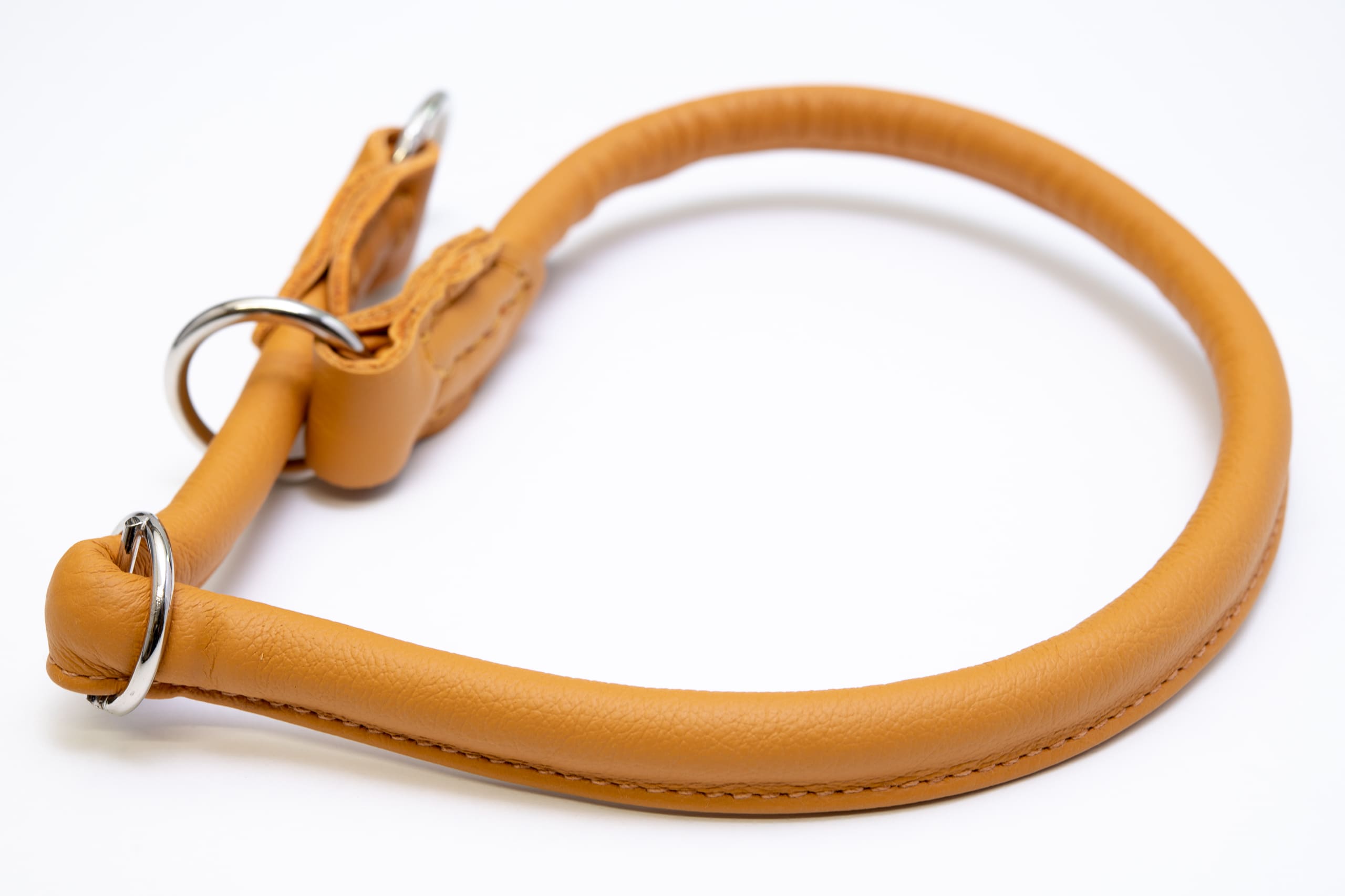 Mjukis Exklusivt hundhalsband 2m, runt dressyrhalsband av äkta mjukt läder (nappaläder), justerbart, handgjort - 5