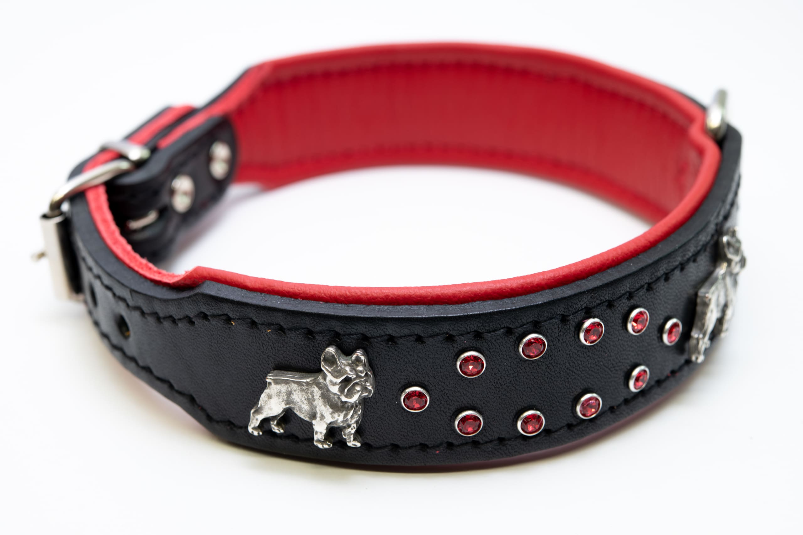 Mjukis Exkslusivt hundhalsband 48 cm, skräddarsytt, äkta läder med mjukt nappaläder på insidan, handgjort