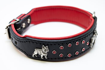 Mjukis Exkslusivt hundhalsband 48 cm, skräddarsytt, äkta läder med mjukt nappaläder på insidan, handgjort
