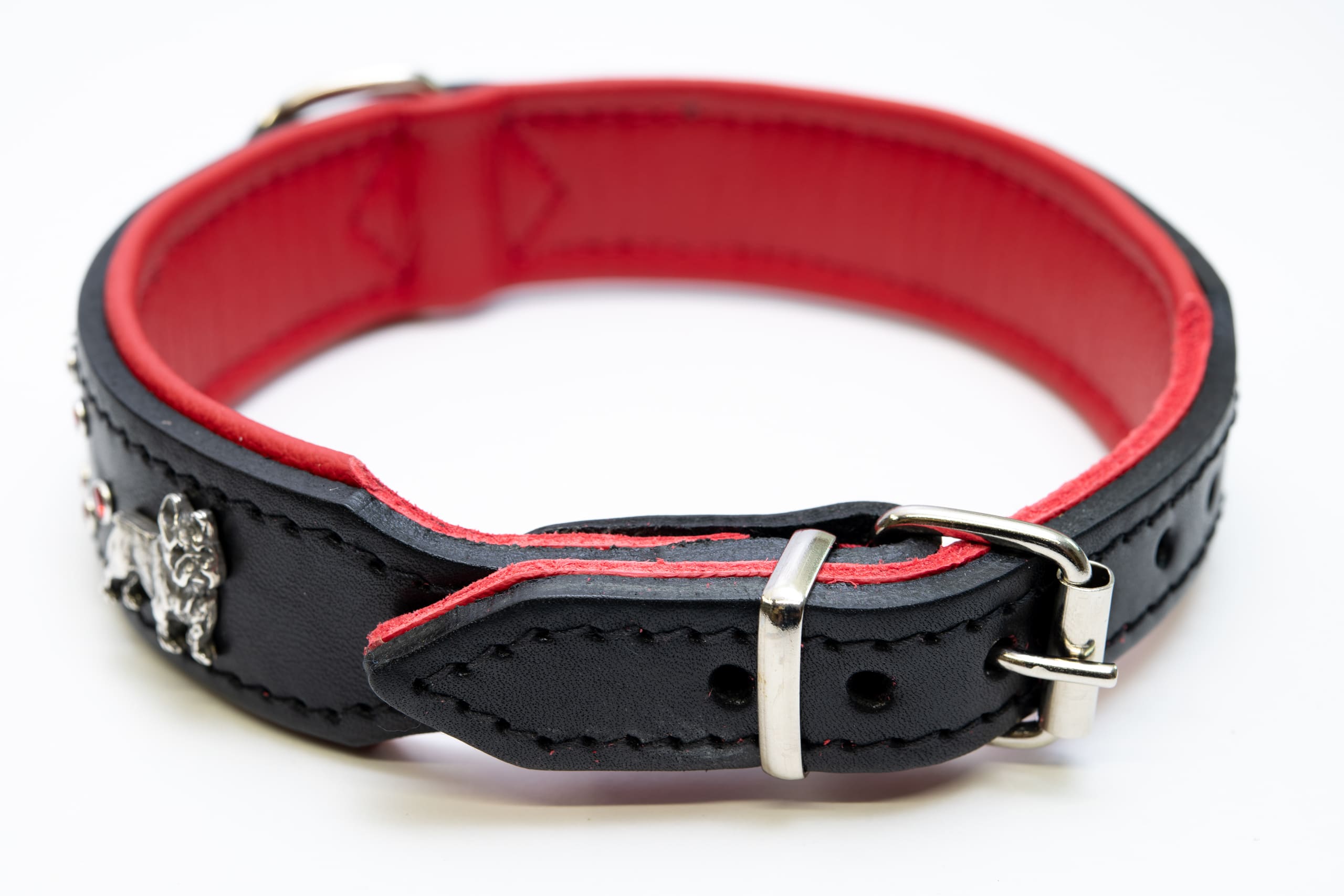 Mjukis Exkslusivt hundhalsband 48 cm, skräddarsytt, äkta läder med mjukt nappaläder på insidan, handgjort - 10