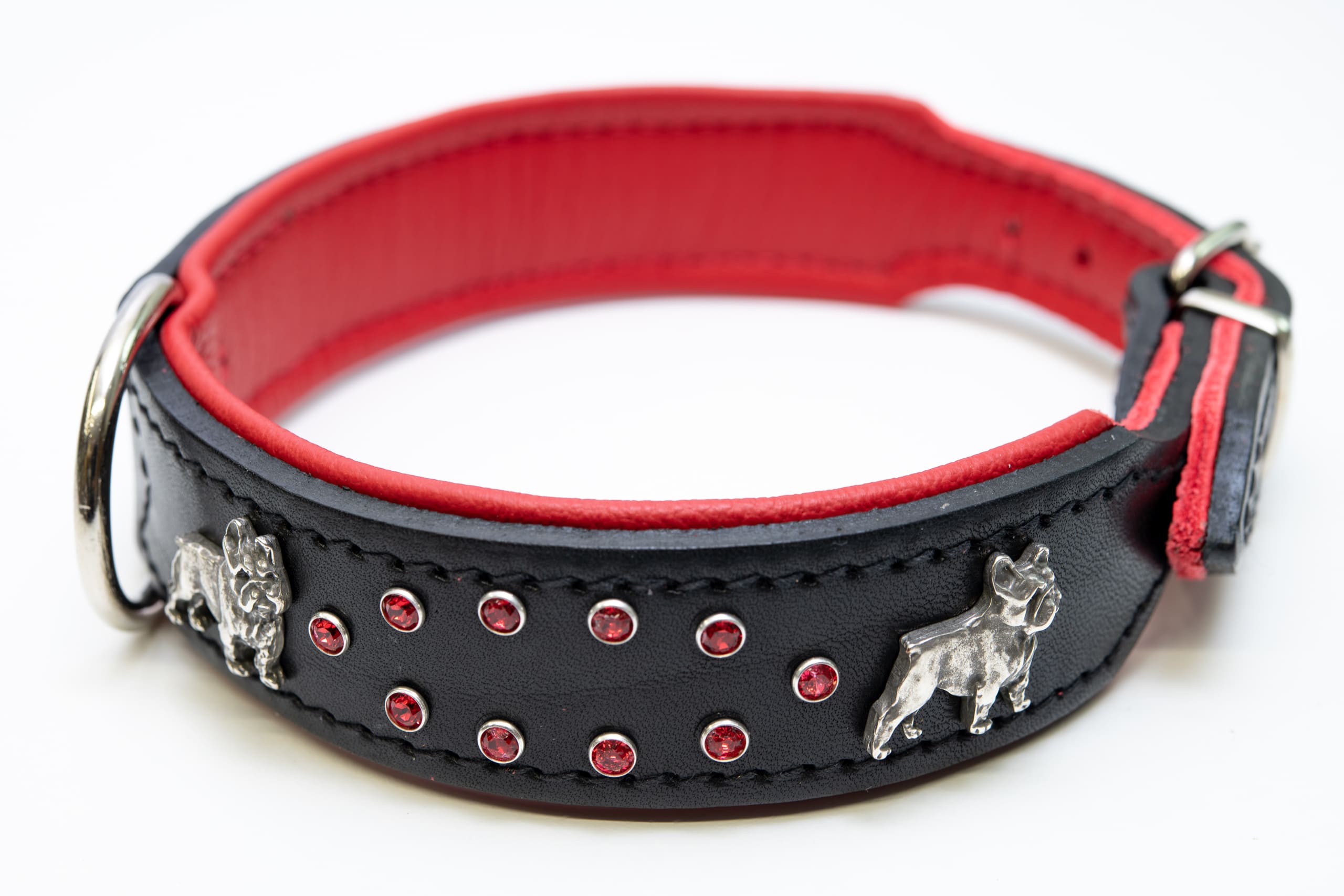Mjukis Exkslusivt hundhalsband 48 cm, skräddarsytt, äkta läder med mjukt nappaläder på insidan, handgjort - 2