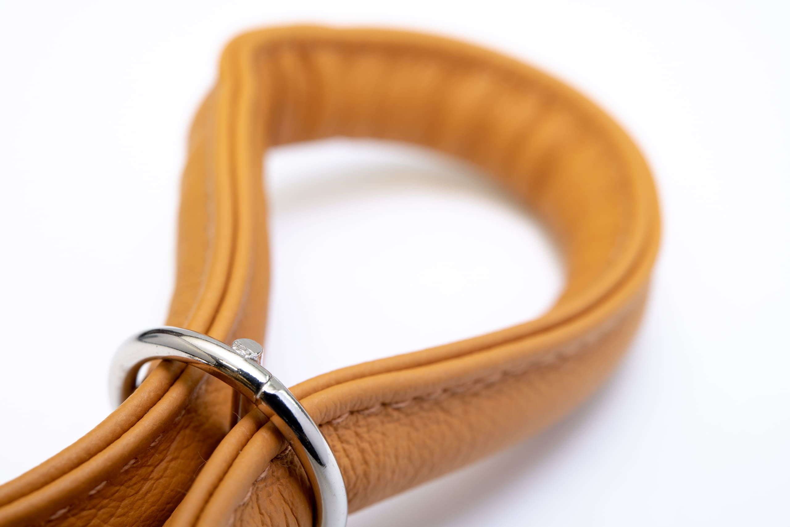 Mjukis Exklusivt hundhalsband 60 cm, runt dressyrhalsband av äkta mjukt läder (nappaläder), justerbart, handgjort - 19