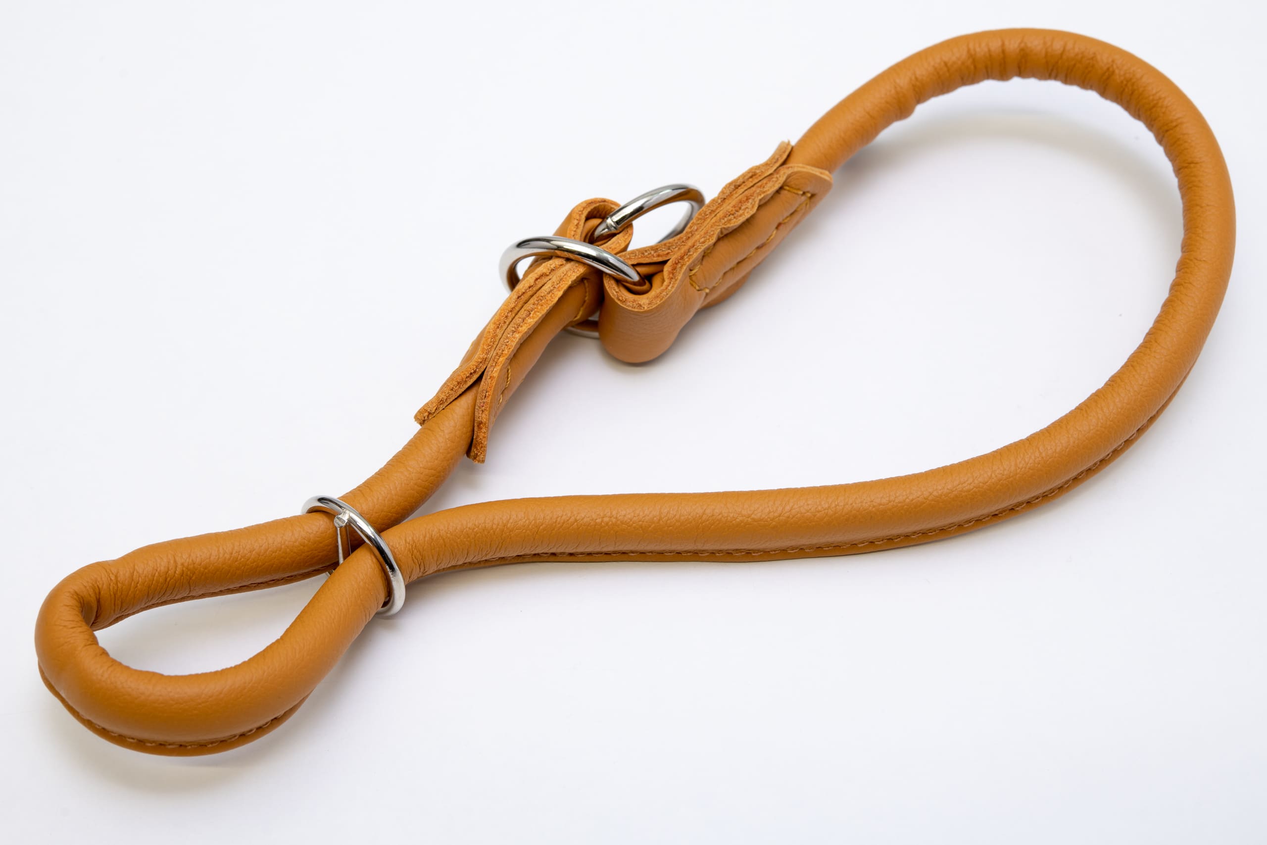 Mjukis Exklusivt hundhalsband 60 cm, runt dressyrhalsband av äkta mjukt läder (nappaläder), justerbart, handgjort - 2
