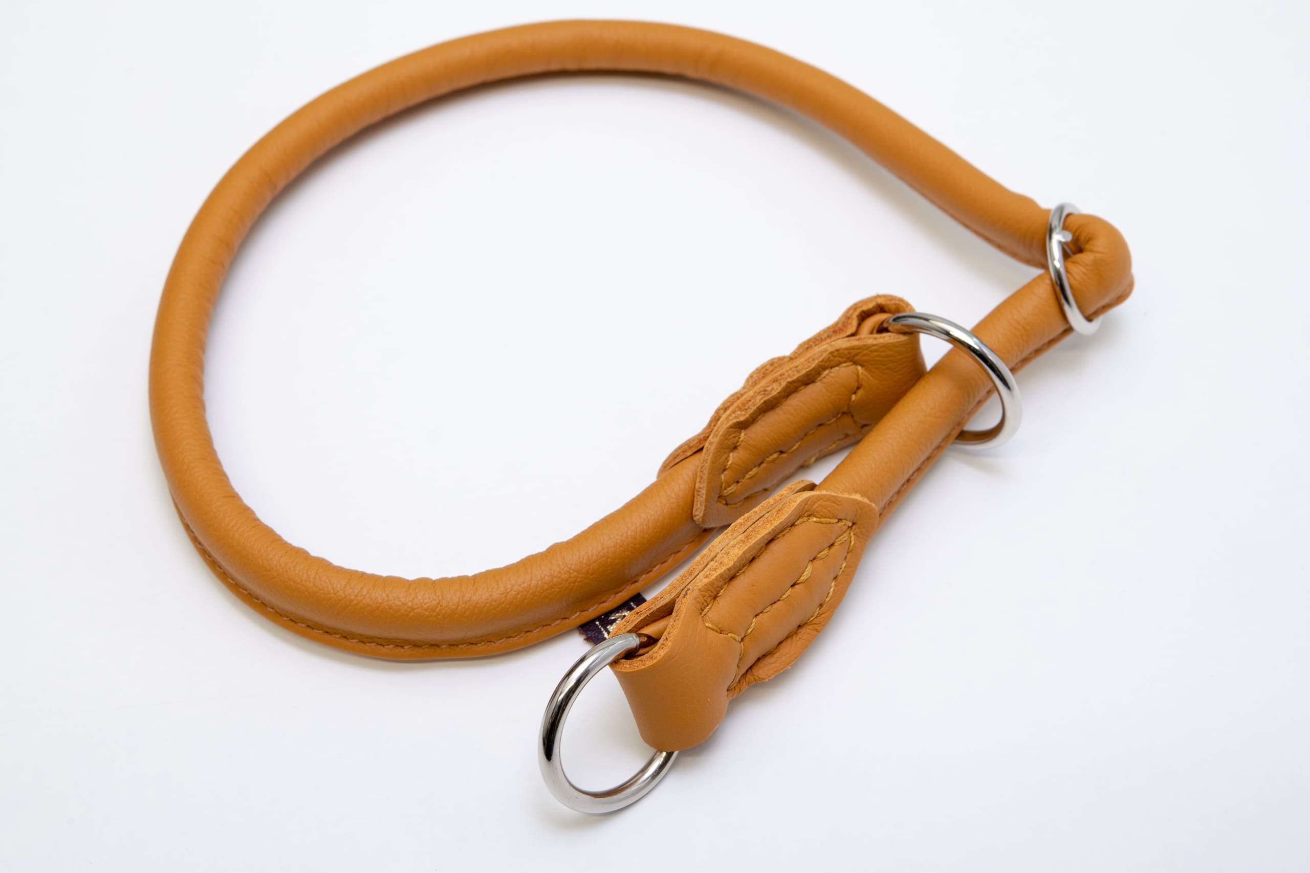 Mjukis Exklusivt hundhalsband 60 cm, runt dressyrhalsband av äkta mjukt läder (nappaläder), justerbart, handgjort - 6