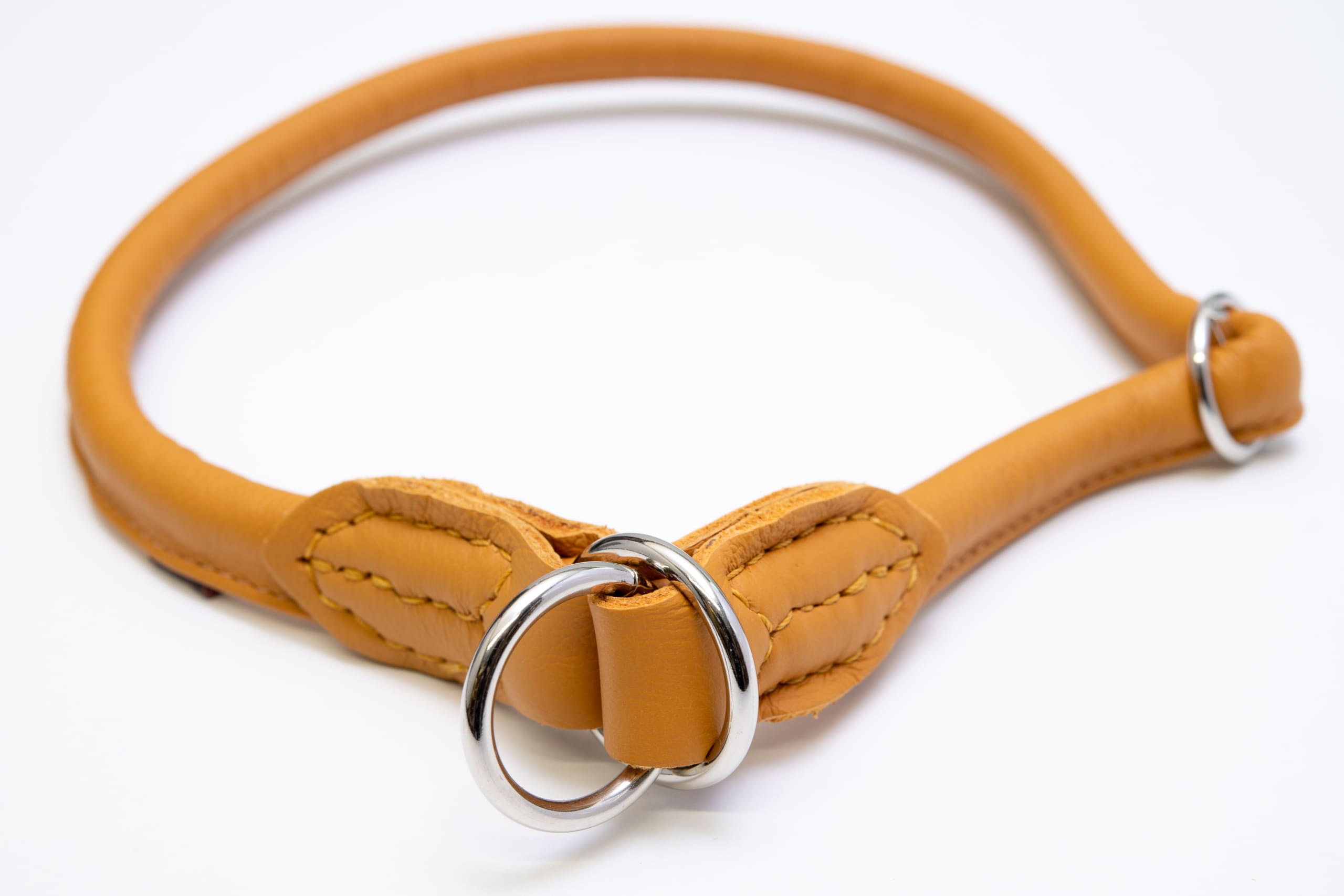 Mjukis Exklusivt hundhalsband 60 cm, runt dressyrhalsband av äkta mjukt läder (nappaläder), justerbart, handgjort - 12