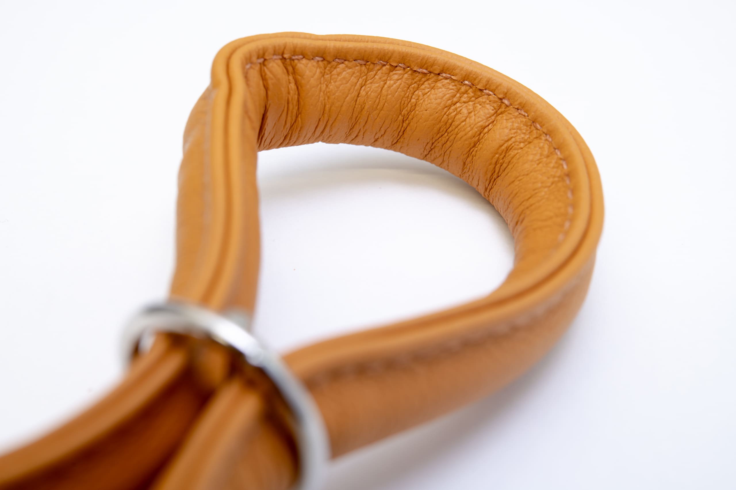 Mjukis Exklusivt hundhalsband 60 cm, runt dressyrhalsband av äkta mjukt läder (nappaläder), justerbart, handgjort - 17
