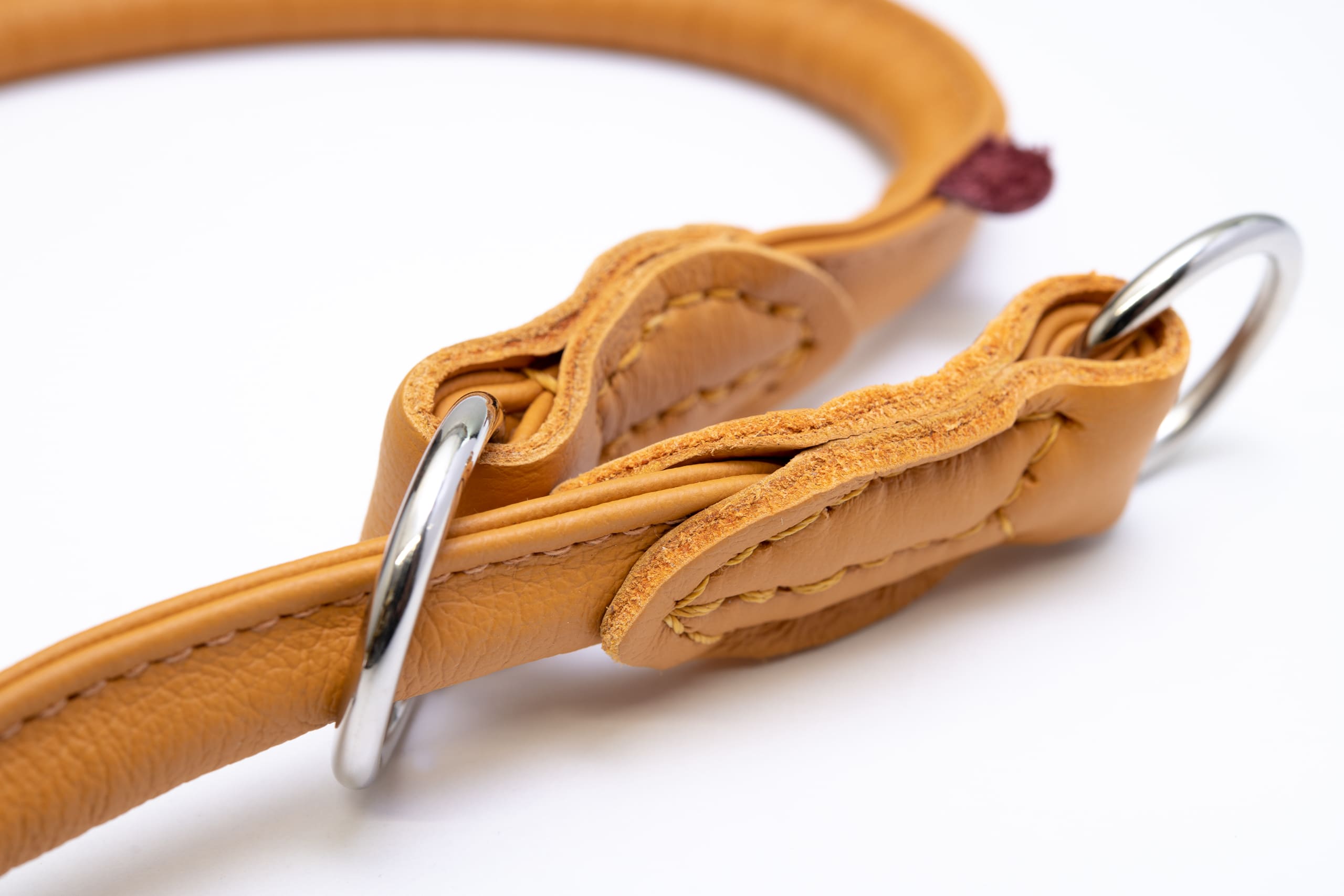 Mjukis Exklusivt hundhalsband 60 cm, runt dressyrhalsband av äkta mjukt läder (nappaläder), justerbart, handgjort - 7