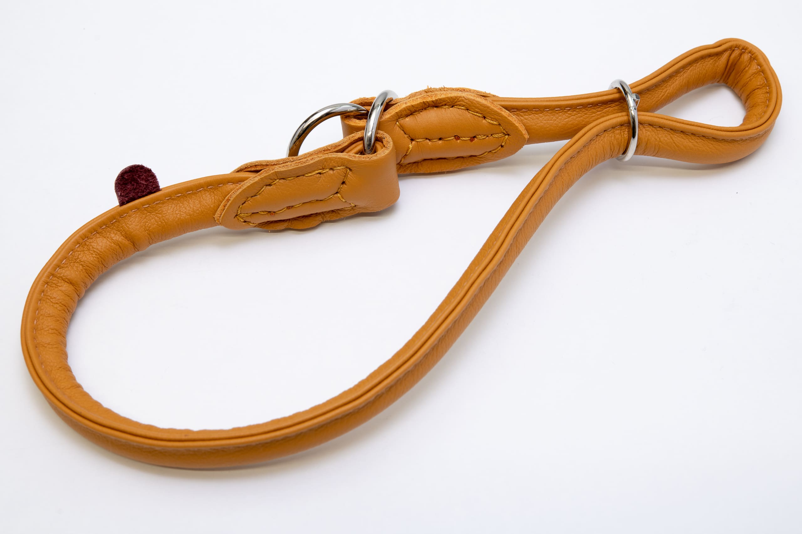 Mjukis Exklusivt hundhalsband 60 cm, runt dressyrhalsband av äkta mjukt läder (nappaläder), justerbart, handgjort - 10
