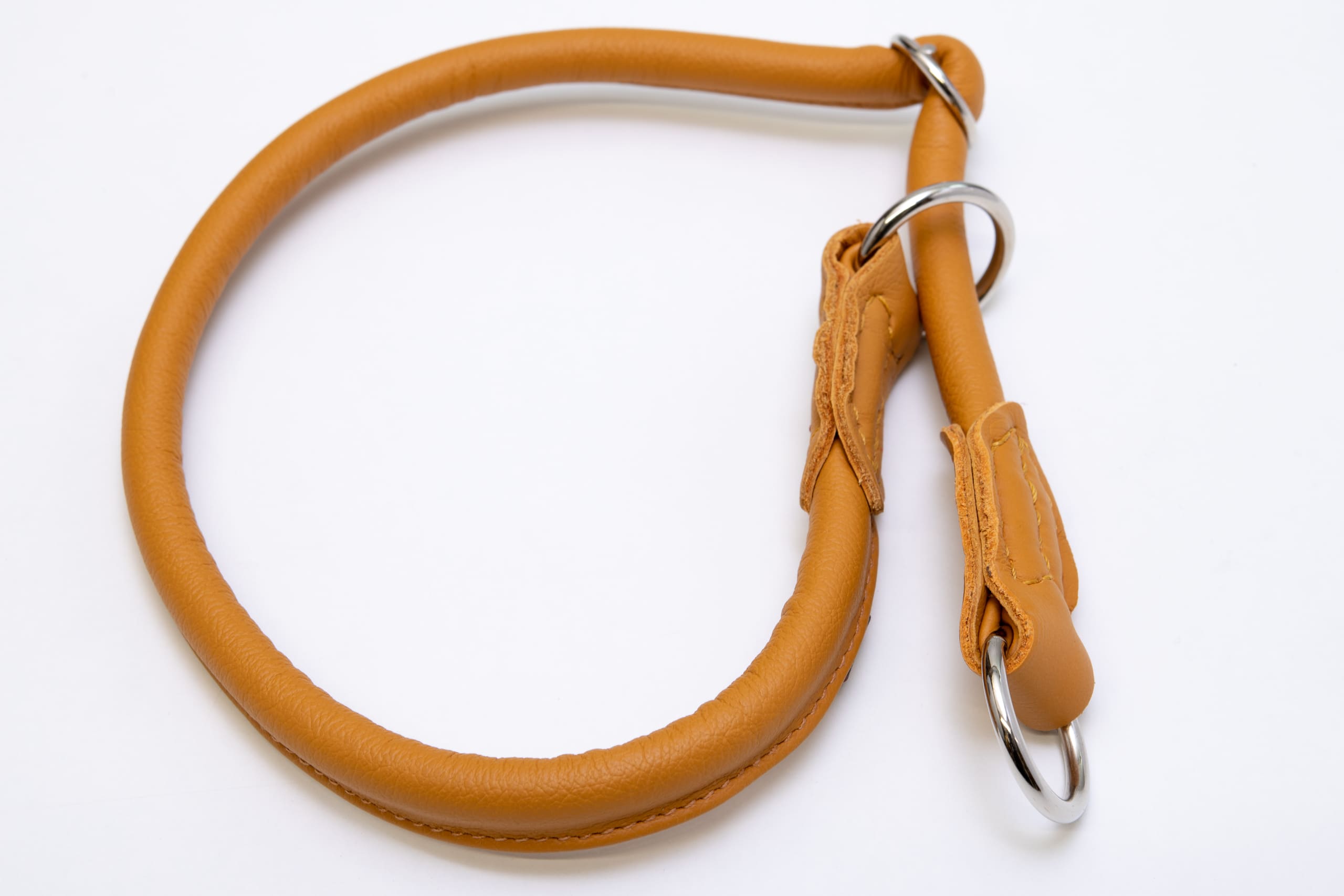 Mjukis Exklusivt hundhalsband 60 cm, runt dressyrhalsband av äkta mjukt läder (nappaläder), justerbart, handgjort - 18
