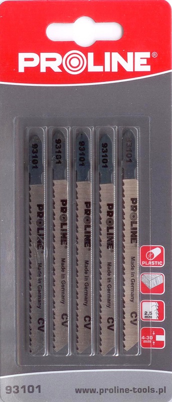 PROLINE TOOLS Borr för trä och plast 75 mm, 100 TPI, 2.5 mm, 5 st, Proline