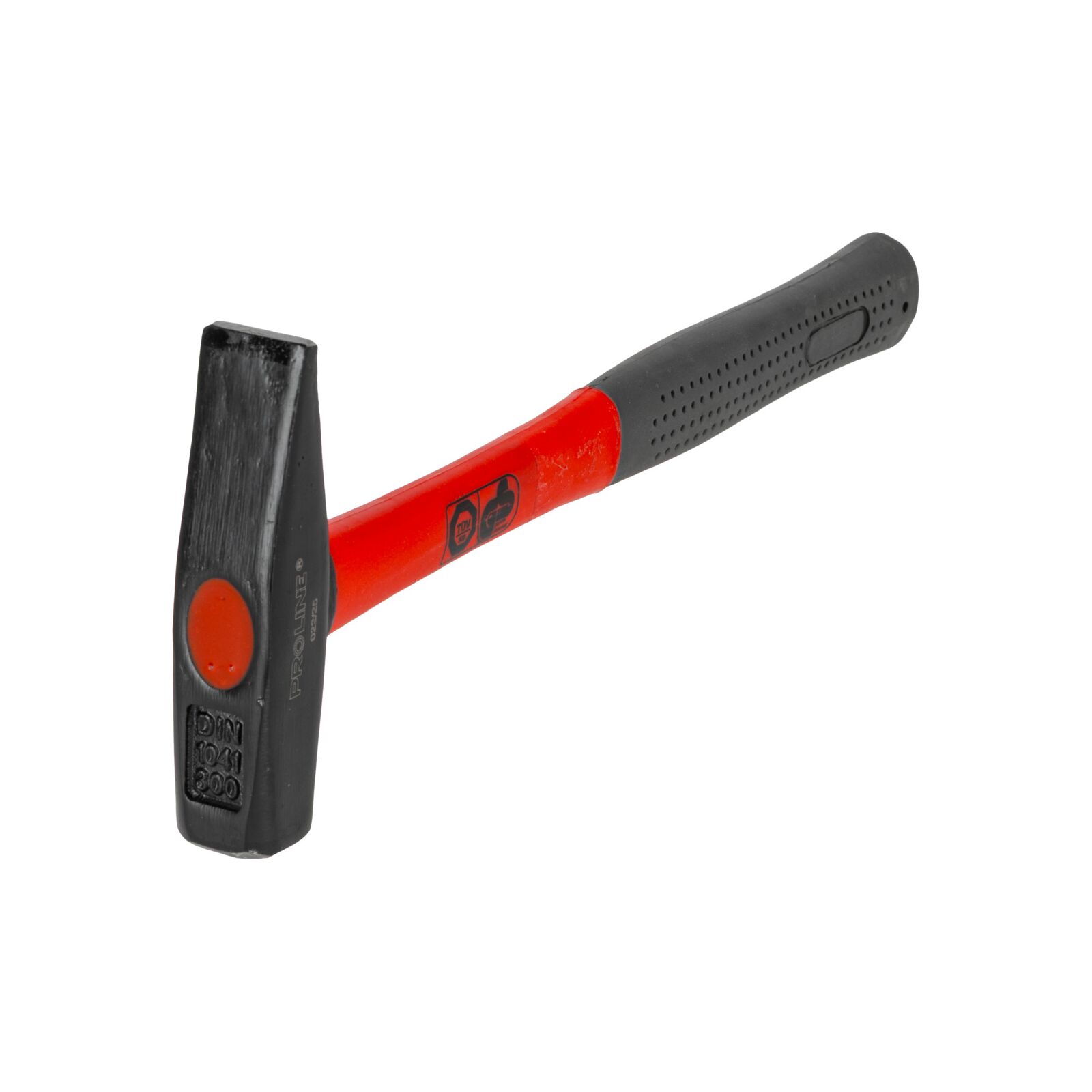 PROLINE TOOLS Maskinistklubba 300g, Fiberglashandtag med gul plastbeläggning, Gummiskydd svart, Huvud målat svart matt, Proline - 3