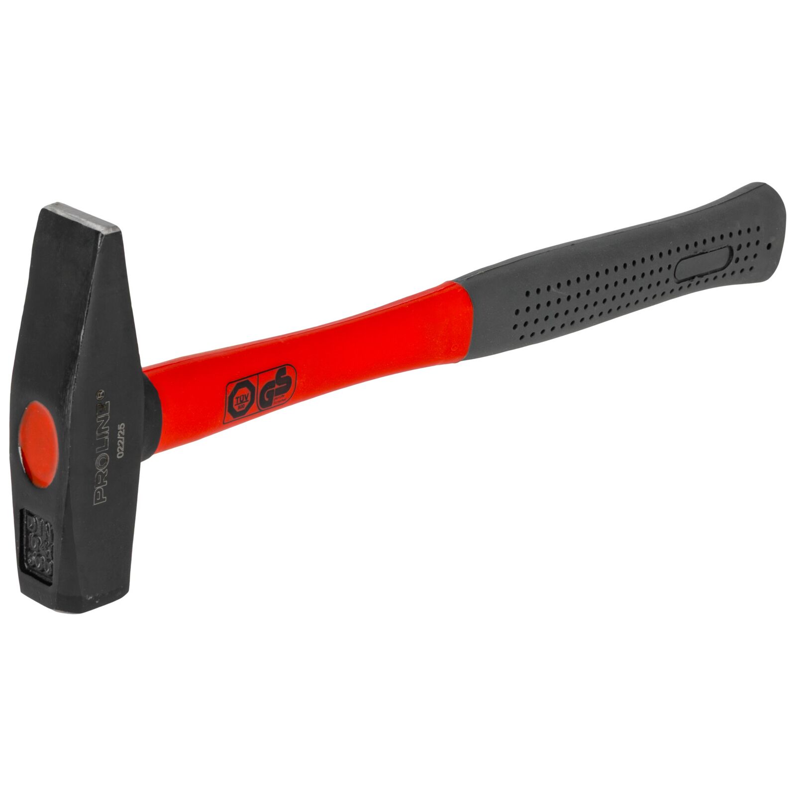 PROLINE TOOLS Maskinistklubba 500g, Enligt DIN 1040, GS Certifikat, Smidd Huvud Stämplad med Vikt och DIN 1040, Fiberglas Handtag Belagt med Gul Plast, Gummiskydd Svart, Huvud Målat Svart Matt, Proline - 4