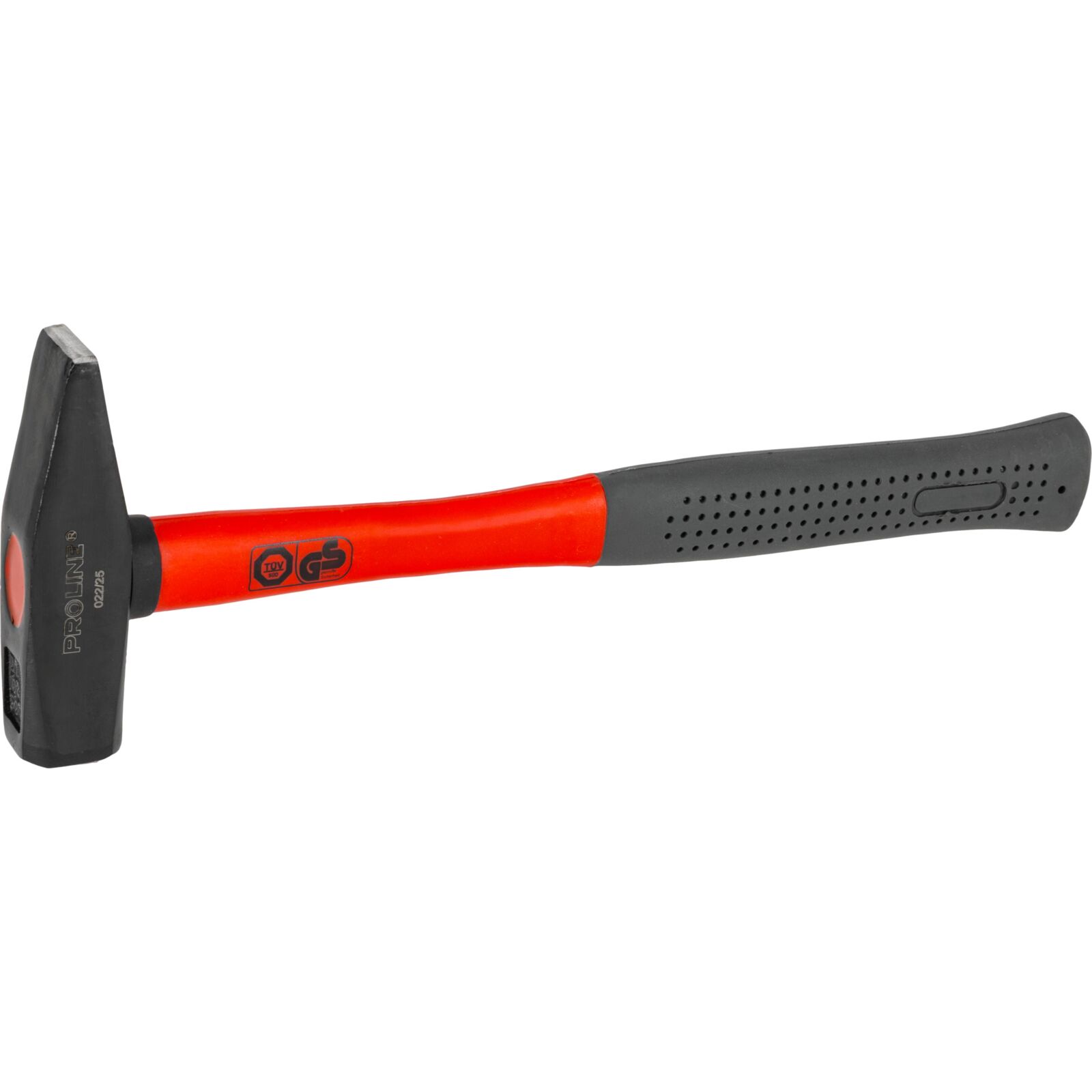 PROLINE TOOLS Maskinistklubba 500g, Enligt DIN 1040, GS Certifikat, Smidd Huvud Stämplad med Vikt och DIN 1040, Fiberglas Handtag Belagt med Gul Plast, Gummiskydd Svart, Huvud Målat Svart Matt, Proline - 2
