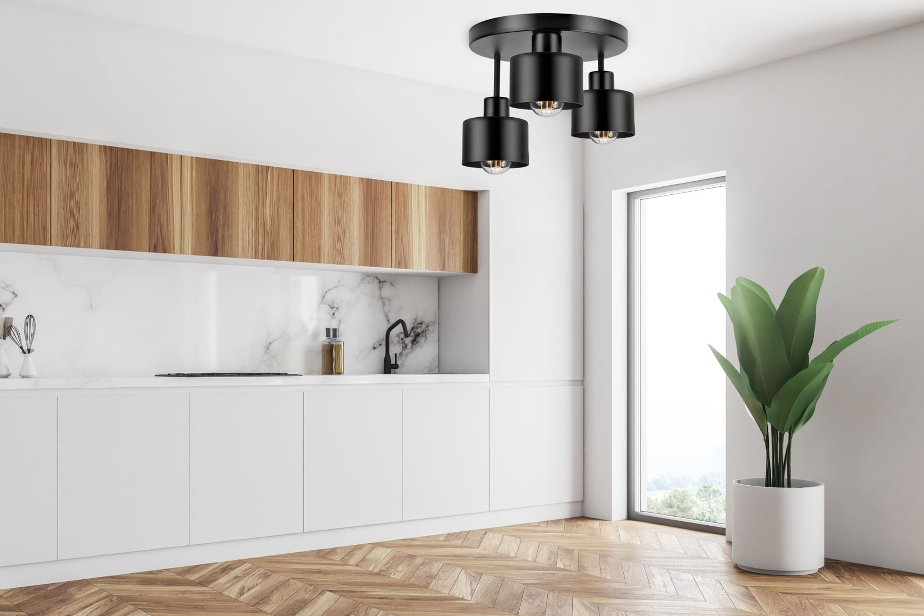Taklampa av metall, Luxolar 382, 3 x E27 - 3