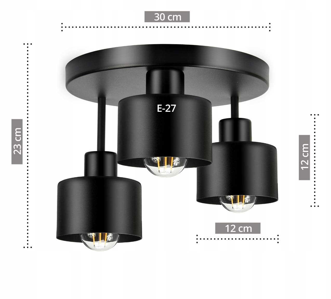Taklampa av metall, Luxolar 382, 3 x E27 - 2