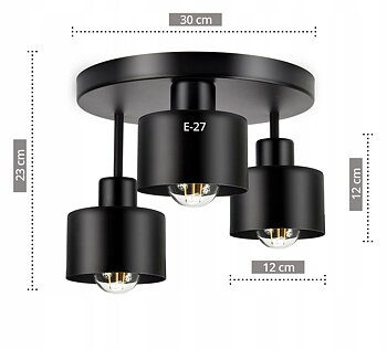 Taklampa av metall, Luxolar 382, 3 x E27
