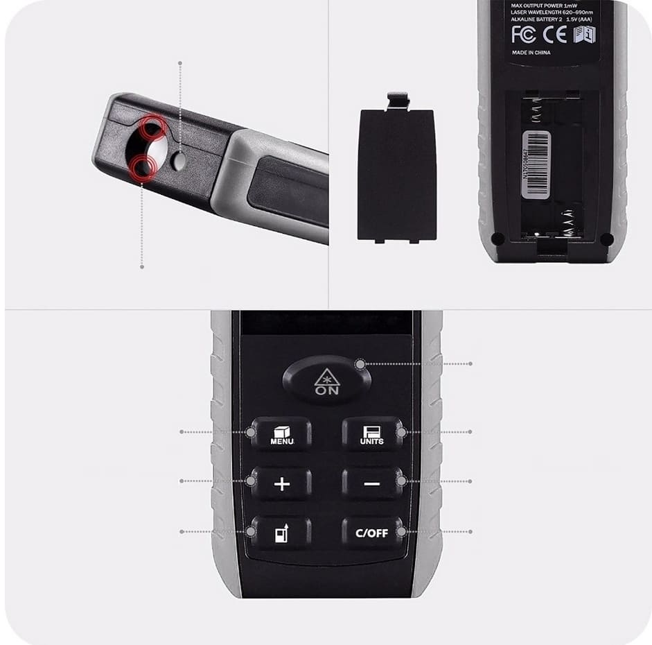 Avståndsmätare laser 50m, +/- 1.5 mm, 7 funktioner, Deko - 3