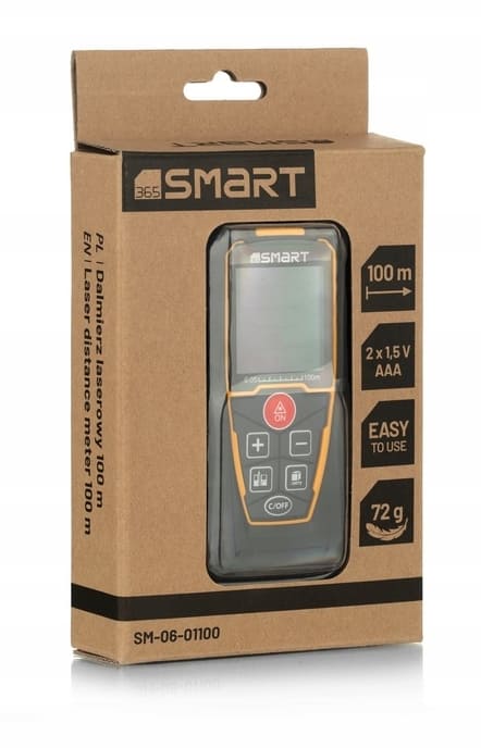 Avståndsmätare laser 100m, +/- 2 mm, 72g, tålig, 1/4 fäste, många funktioner, Smart 365 - 4