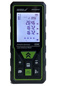 Avståndsmätare laser 50m, +/- 2 mm, 7 funktioner, Dedra
