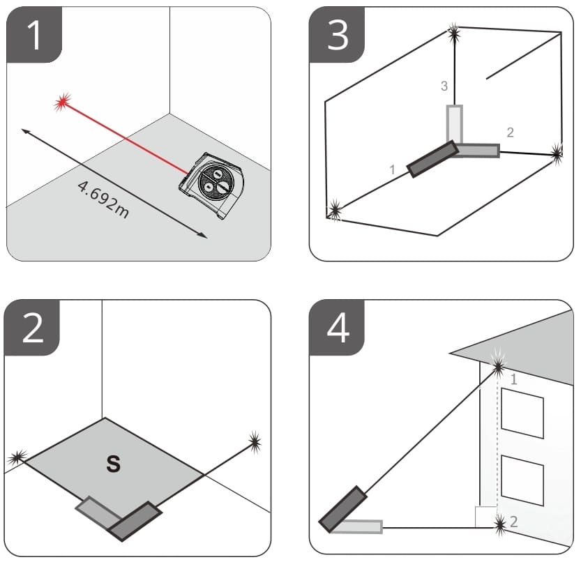 Avståndsmätare laser 40m + måttband 5m 2-i-1, USB, Mileseey - 7