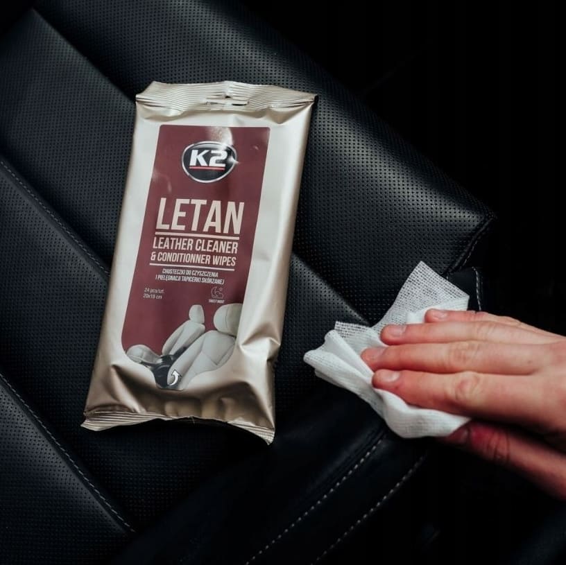Våtservetter för regöring av läderklädsel, 8 x 24 st, K2 Letan Wipes - 3