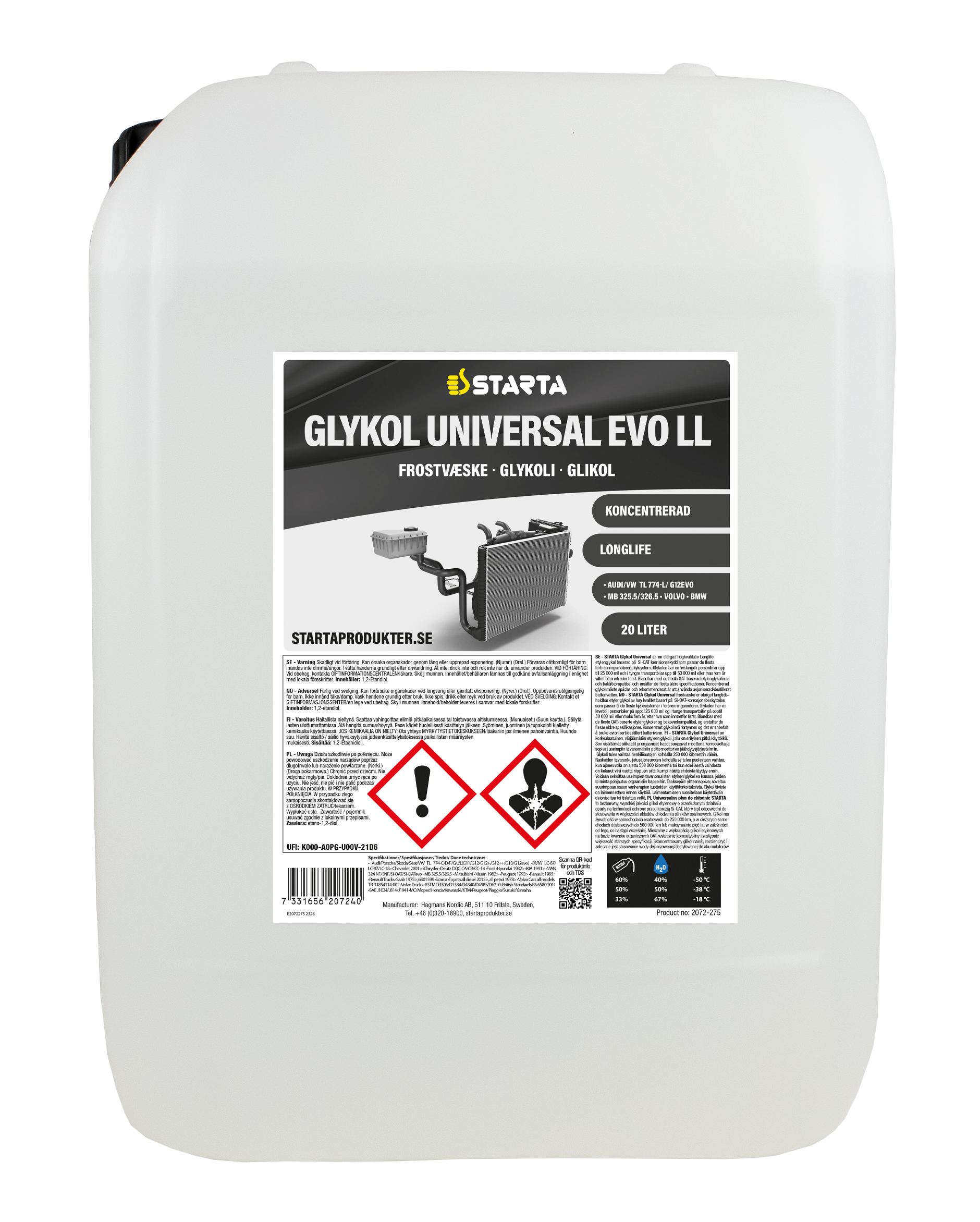 Starta Glykol Universal Evo Longlife 20 L