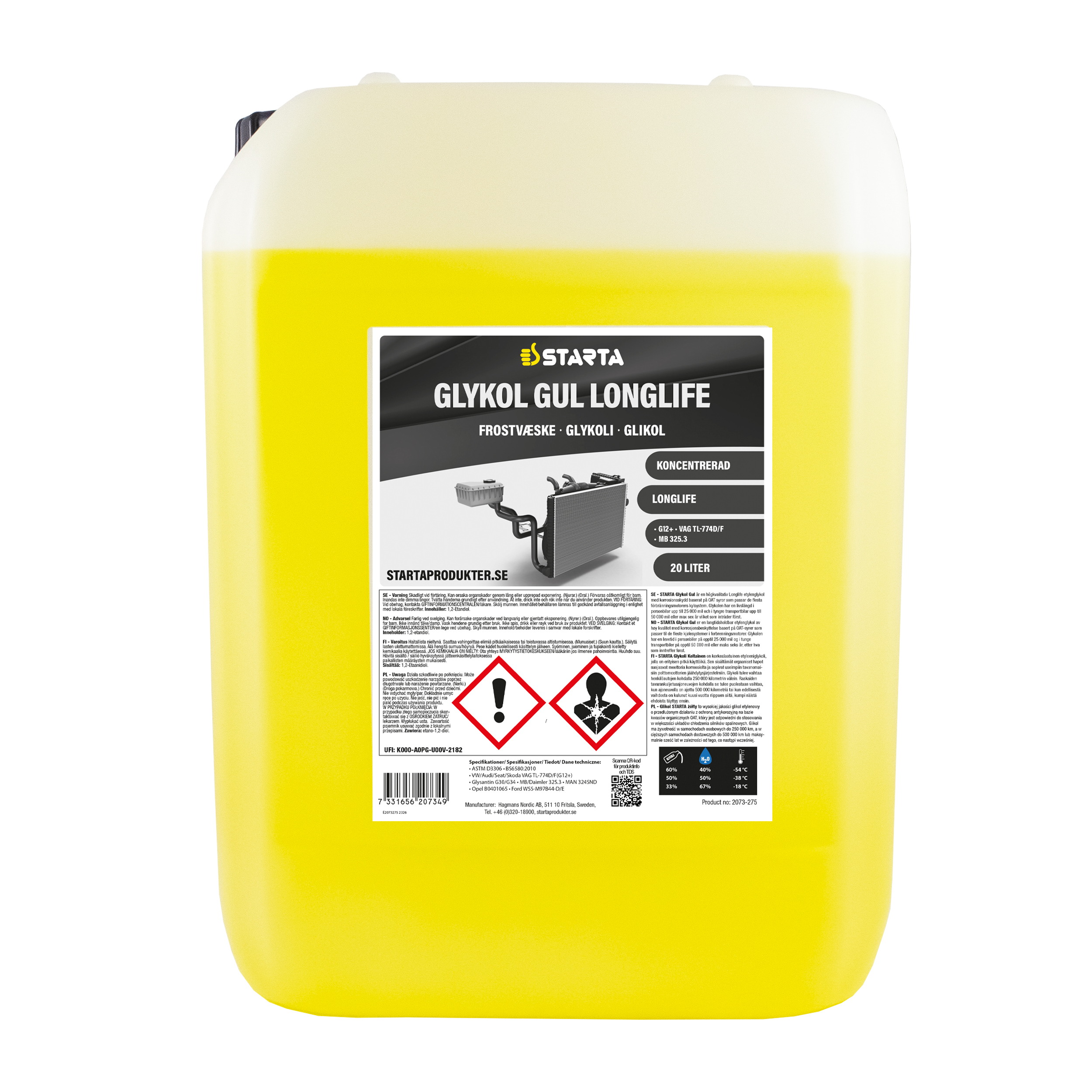 Starta Glykol Gul Longlife 20 L