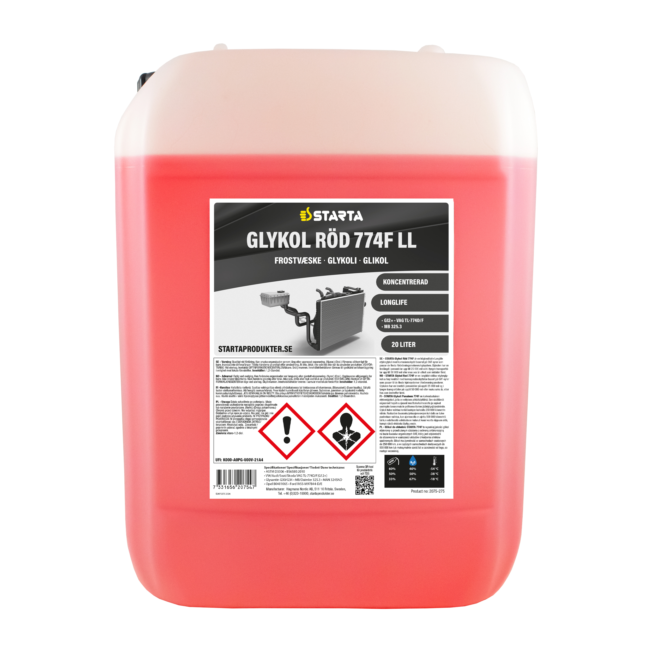 Starta Glykol Röd 774F Longlife 20 L