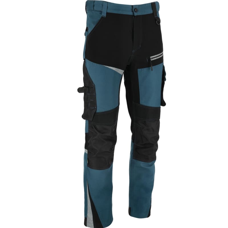 LahtiPro Arbetsbyxor, byxor slim fit, turkos-svarta med strech inserts, snickarbyxor, CE, LAHTI (Storlek : M) - 8