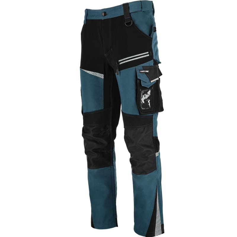 LahtiPro Arbetsbyxor, byxor slim fit, turkos-svarta med strech inserts, snickarbyxor, CE, LAHTI (Storlek : M)