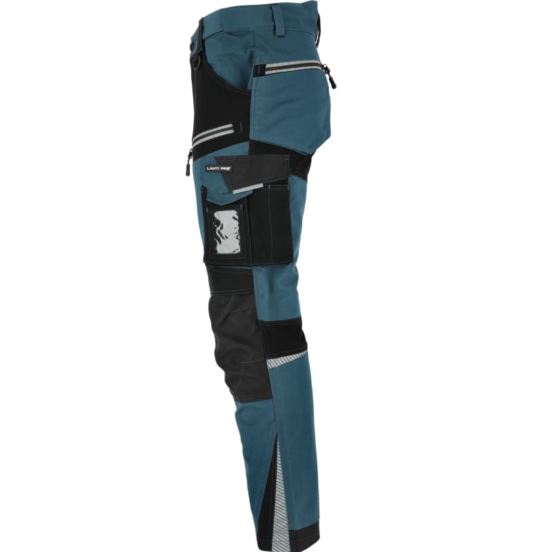LahtiPro Arbetsbyxor, byxor slim fit, turkos-svarta med strech inserts, snickarbyxor, CE, LAHTI (Storlek : M) - 5