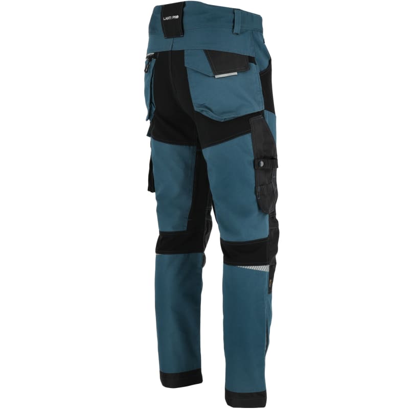 LahtiPro Arbetsbyxor, byxor slim fit, turkos-svarta med strech inserts, snickarbyxor, CE, LAHTI (Storlek : L) - 4