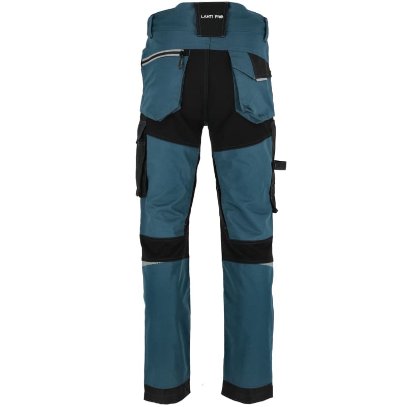 LahtiPro Arbetsbyxor, byxor slim fit, turkos-svarta med strech inserts, snickarbyxor, CE, LAHTI (Storlek : L) - 6