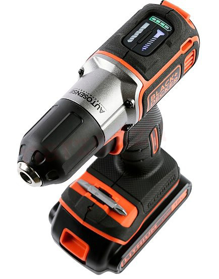 Black&Decker Skruvdragare / Borrmaskin, sladdlös, AUTOSENSE 18V 1.5AH, 2 batterier, väska, Black+Decker - 3
