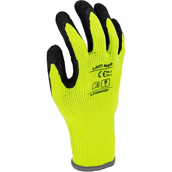 LahtiPro Handskar Vinter Latexbelagda Vadderade Skyddshandskar, Svart-Gula, CE, LAHTI (Handskestorlek : 9 [L] Handlängd 19,2cm Omkrets 22,9cm)