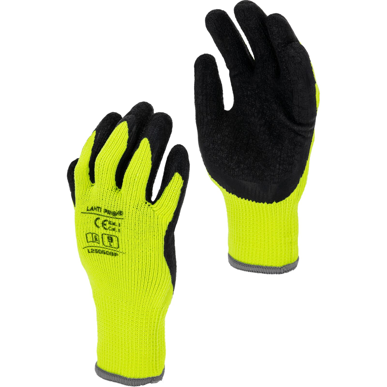 LahtiPro Handskar Vinter Latexbelagda Vadderade Skyddshandskar, Svart-Gula, CE, LAHTI (Handskestorlek : 10 [XL] Handlängd 20,4cm Omkrets 25,4cm)