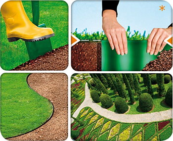 CellFast Kantduk plast, för gräsmattor m.m., mörktgrön, 10 cm x 9m