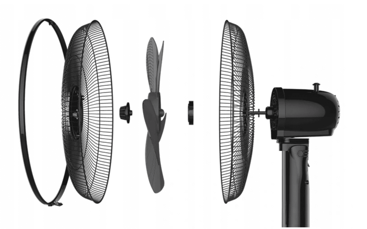 Bordsfläkt, 3 blad, 23 cm, 2 hastigheter 21W, Volento - 5