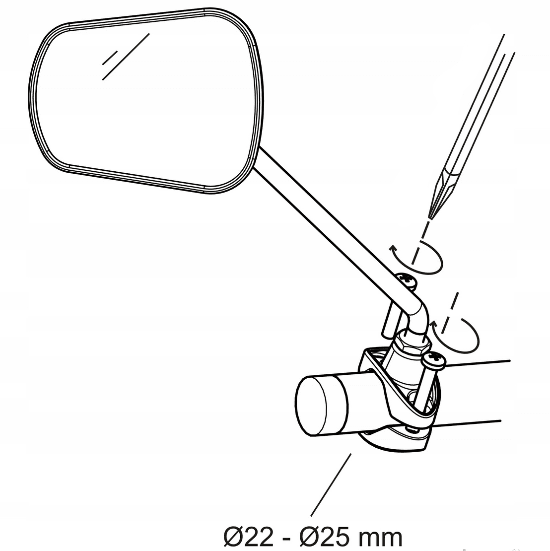 Cykelbackspegel med 25 cm lång arm, AJS Plus - 13