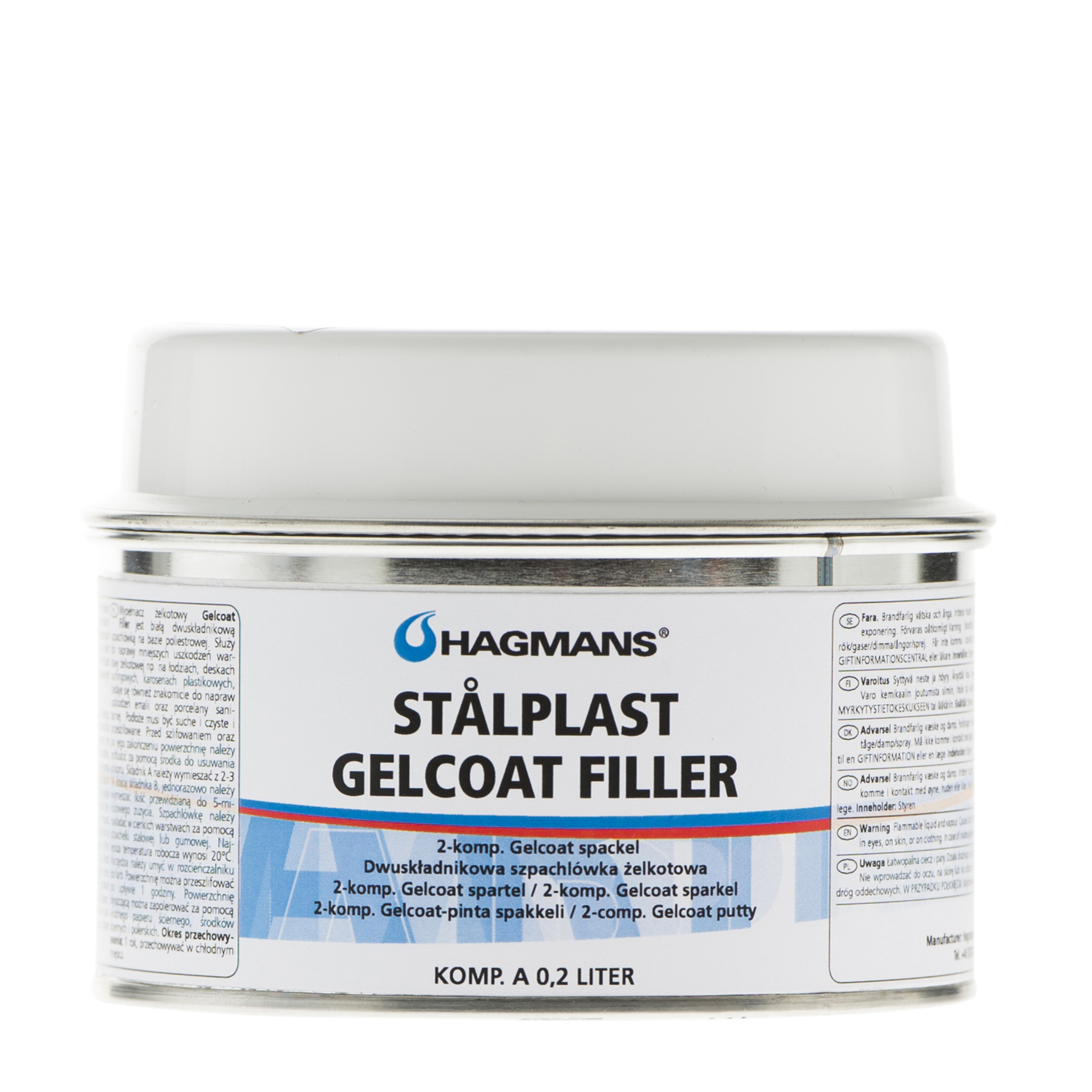 Stålplast Gelcoat Filler Vit 0,2 L - 2