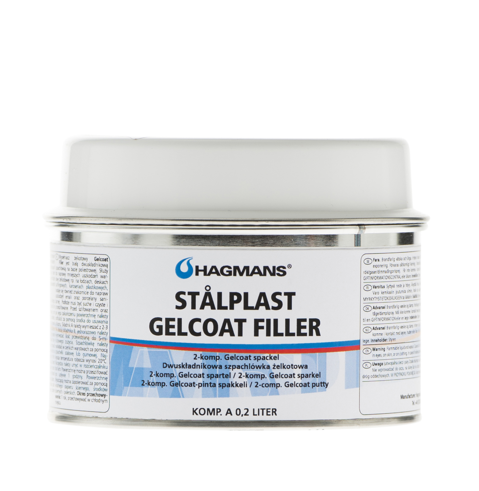 Stålplast Gelcoat Filler Vit 0,2 L