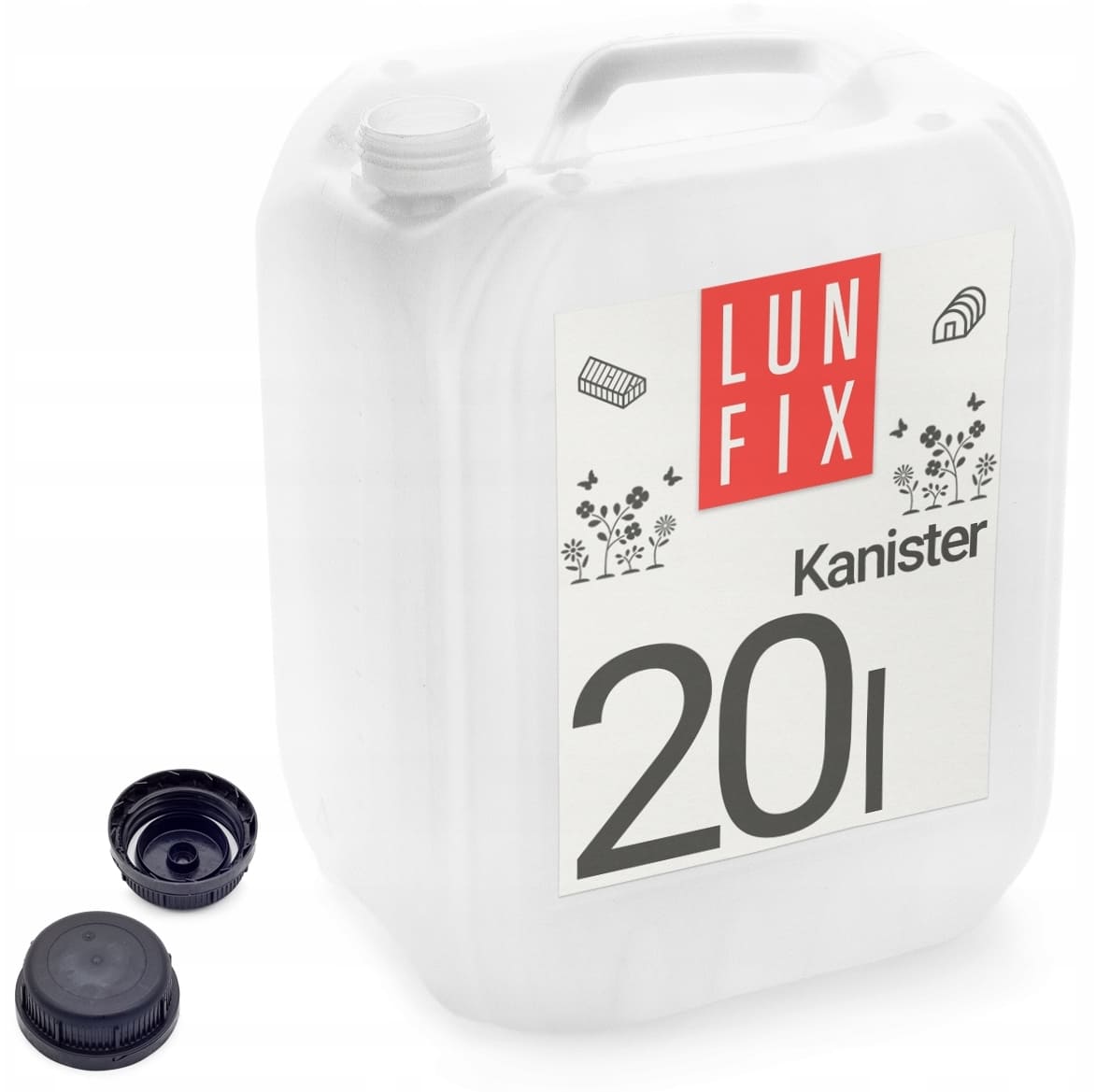 Vattendunk 20L, kanister för dricksvatten, HDPE plast, LunFix